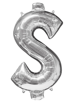 40in Anagram Silver $ Symbol Balloon - Joker Party Supply