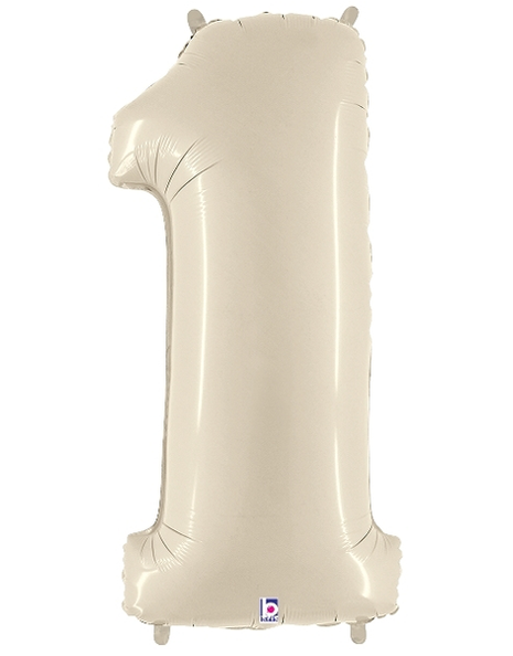 34in Betallic White Sand Number 1 Megaloons - Joker Party Supply