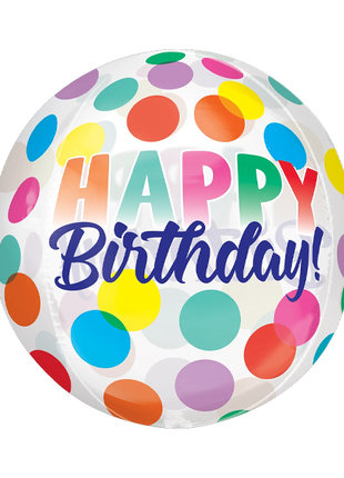 16in Anagram Happy Birthday Big Dots Orbz Balloon - Joker Party Supply
