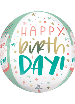 16in Anagram Happy Birthday Cake Orbz Balloon - Joker Party Supply