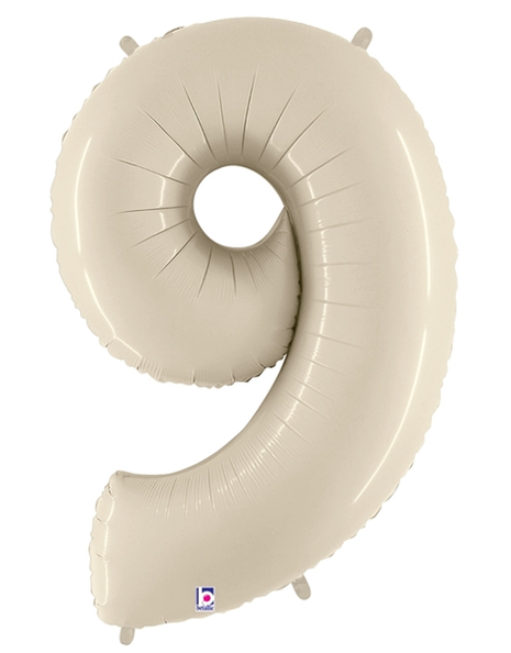 34in Betallic White Sand Number 9 Megaloons - Joker Party Supply