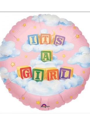 32in Anagram It's A Girl Clouds Balloon