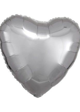 Globo de corazón plateado con anagrama de 18 pulgadas