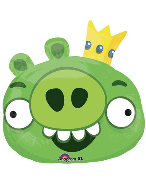23in Anagram Angry Birds Green King Pig Balloon - Joker Party Supply