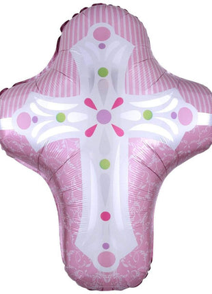 28in Anagram Pink Cross Balloon - Joker Party Supply