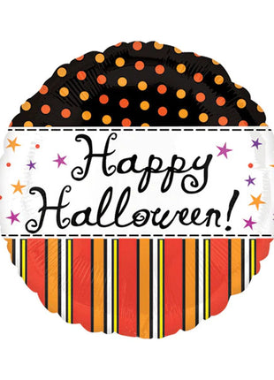 18in Value Plus Happy Halloween Dots & Stripes Balloon