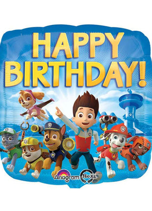 Globo de feliz cumpleaños de la Patrulla Canina con anagrama de 18 pulgadas