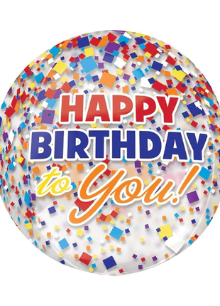 15in Anagram see-thru Confetti Happy Birthday to You! Orbz Balloon - Joker Party Supply