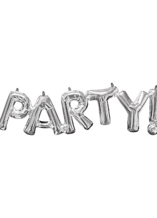 33in Anagram Air-Filled Silver PARTY! Phrase Balloon - Joker Party Supply