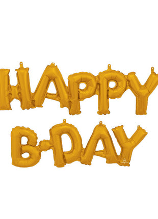 Anagram Air-Filled Gold Happy B.Day Balloon - Joker Party Supply