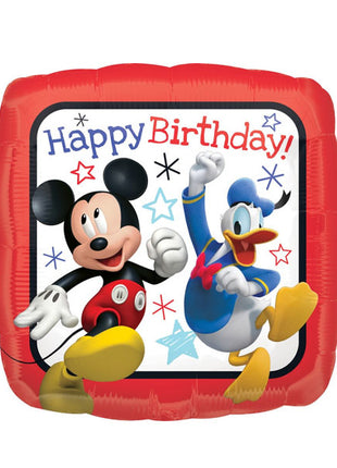 Globo de feliz cumpleaños de Mickey Roadster Racers con anagrama de 18 pulgadas