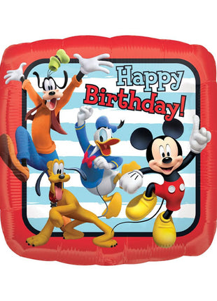 Globo de feliz cumpleaños de Mickey Roadster Racers con anagrama de 18 pulgadas