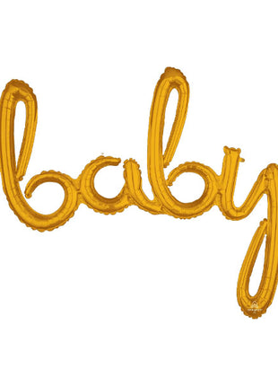 39in Anagram Air-Filled Script Gold Baby Balloon - Joker Party Supply