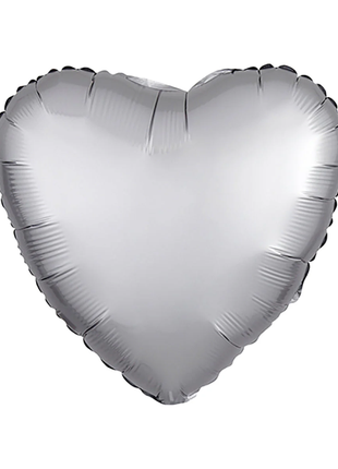 Globo de corazón de satén platino con anagrama de 18 pulgadas