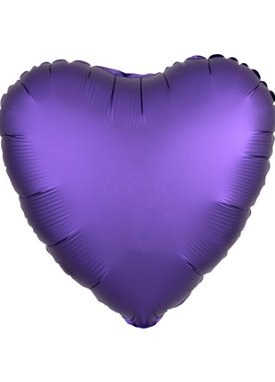 Globo de corazón real de satén morado con anagrama de 18 pulgadas