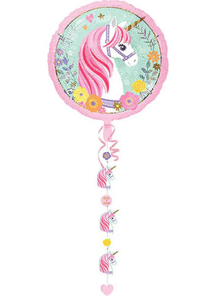 90in Anagram Magical Unicorn Drop-a-Line Balloon - Joker Party Supply
