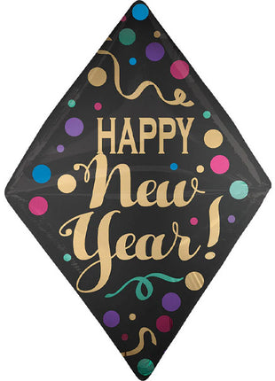 25in Anagram Happy New Year Satin Dots Anglez Balloon - Joker Party Supply