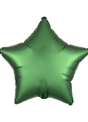 Globo de estrella verde esmeralda satinado con anagrama de 18 pulgadas