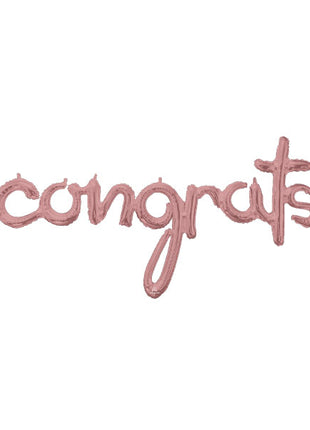 56in Anagram Air-Filled Script Rose Gold Congrats Balloon - Joker Party Supply