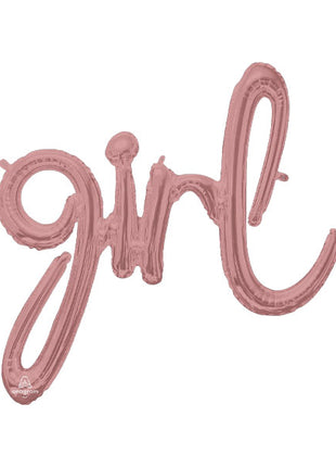 30in Anagram Air-Filled Script Rose Gold Girl Balloon - Joker Party Supply