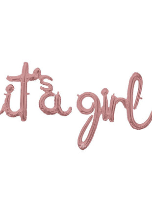 Anagram Air-Filled Script Rose Gold It's A Girl Balloon - Joker Party Supply
