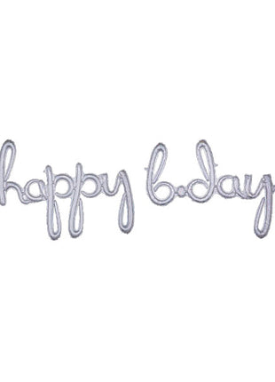 Anagram Air-Filled Script Silver Happy B.Day Balloon - Joker Party Supply