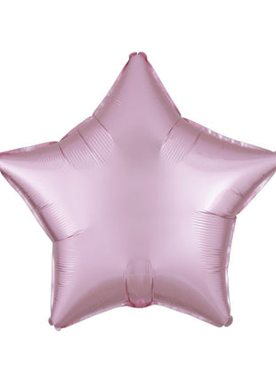 Globo de estrella de satén rosa pastel con anagrama de 18 pulgadas