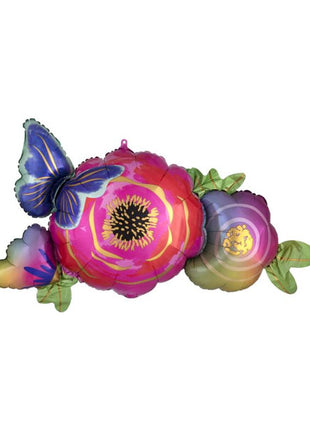 37in Anagram Satin Flowers/Butterfly Balloon - Joker Party Supply