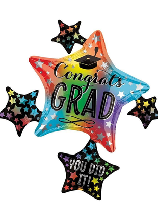 Globo de racimo de 35 pulgadas con anagrama colorido "Felicitaciones a la graduación"