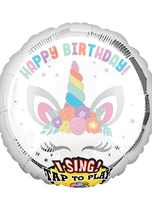 28in Anagram Happy Birthday Unicorn Party Sing-A-Tune Balloon - Joker Party Supply