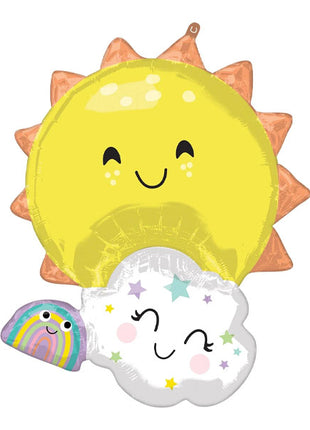 28in Anagram Rainbow Sun Cloud Family Balloon - Joker Party Supply