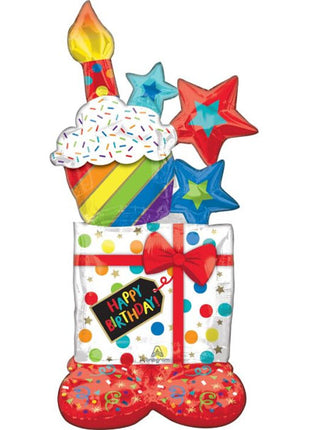 55in Anagram Airloonz Stacked Birthday Icons Balloon - Joker Party Supply