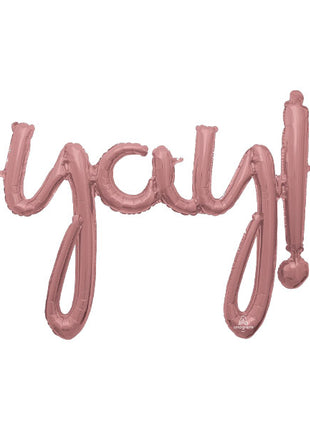 35in Anagram Air-Filled Rose Gold Yay! Phrase Balloon - Joker Party Supply