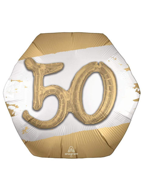 30in Anagram Golden 50 Balloon - Joker Party Supply