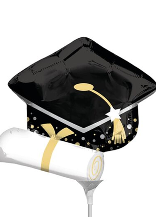 14in Anagram Black Grad Cap & White Diploma Balloon (Heat Seal Required)
