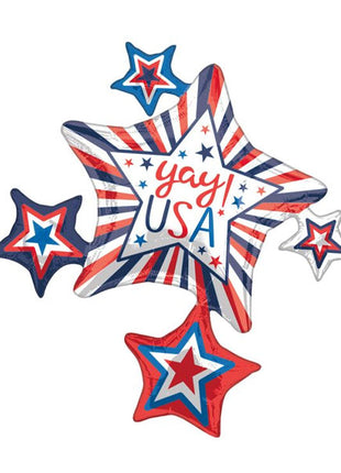 35in Anagram Yay! USA Star Cluster Balloon - Joker Party Supply