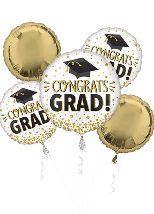 Ramo de globos con anagrama "Felicidades Graduado" con purpurina dorada