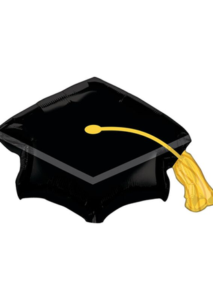 Gorro de graduación negro con anagrama de 31 pulgadas y globo