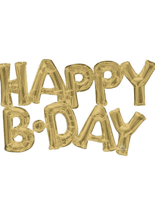 Anagram Air-Filled White Gold Happy B.Day Balloon - Joker Party Supply