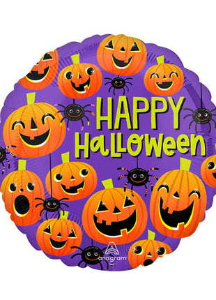 18in Anagram Happy Halloween Spiders & Pumpkins Balloon