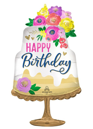 32in Anagram Satin Artful Floral Birthday Balloon - Joker Party Supply