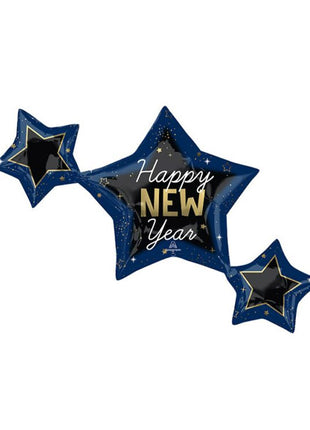 39in Anagram Happy New Year Stars Cluster Balloon - Joker Party Supply