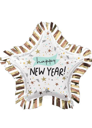 28in Anagram Noon Year Star Fringe Border Balloon - Joker Party Supply