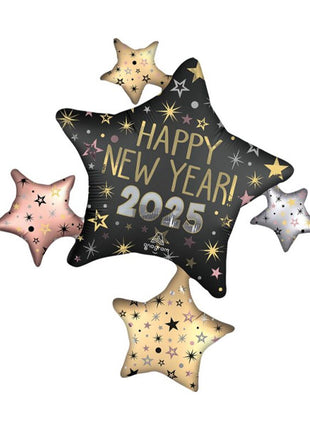 35in Anagram Satin 2025 NYE Celebration Stars Balloon - Joker Party Supply