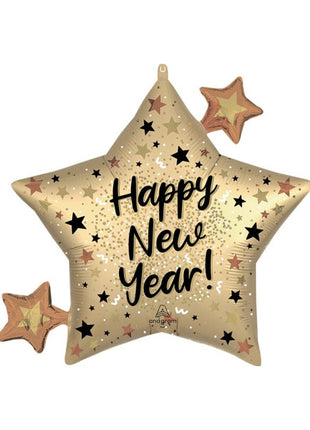 29in Anagram Satin NYE Natural Sparkle Star Balloon - Joker Party Supply