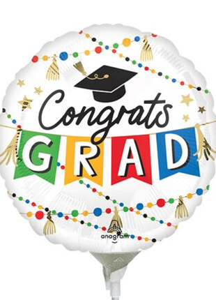 Globo de 9 pulgadas con anagrama "Felicitaciones a la graduación" (se requiere sellado térmico)