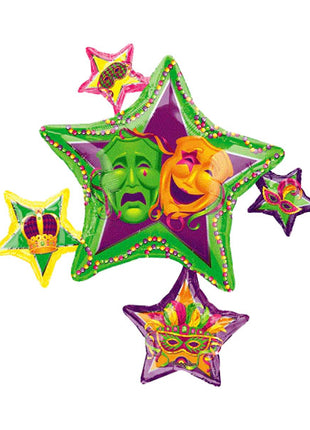 35in Anagram Masquerade Star Cluster Balloon - Joker Party Supply