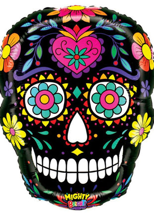 22in Mighty Black Sugar Skull Balloon