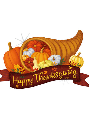 37in Betallic Cornucopia Thanksgiving Banner Balloon