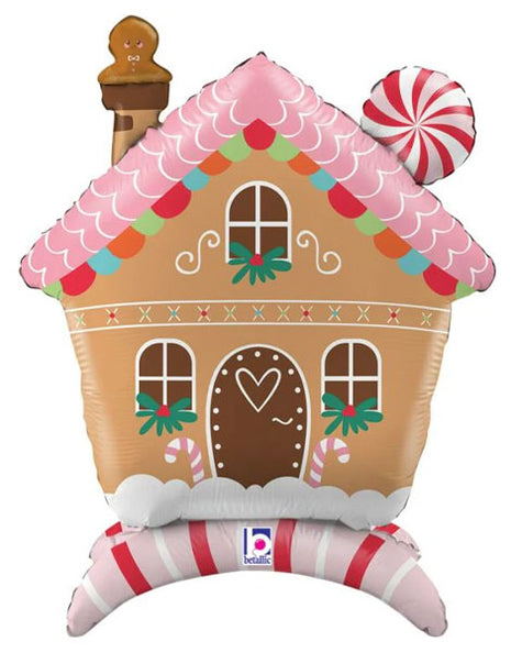 30in Betallic Air-Fill Standup Gingerbread House Balloon